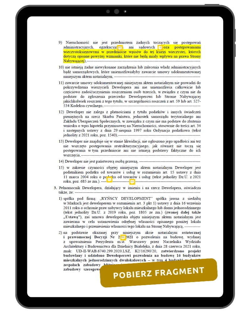 Fragment umowy z uwagami prawnika